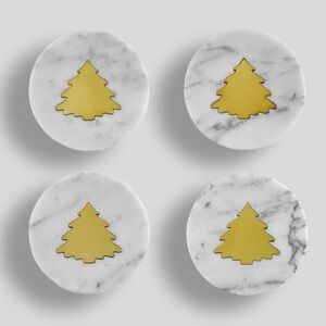 Pottery Barn Marble Tree Inlay Coasters - Set Of 4